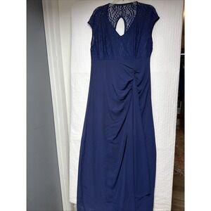 Elegant Blue Lace Bodice, XL 42" Bust, Length 59", Sleeveless , Formal Dress